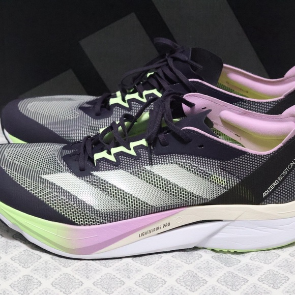 Adidas Adizero Boston 12 IG3319 Running Shoes size 12 Gray Green Pink  Black - Picture 13 of 16